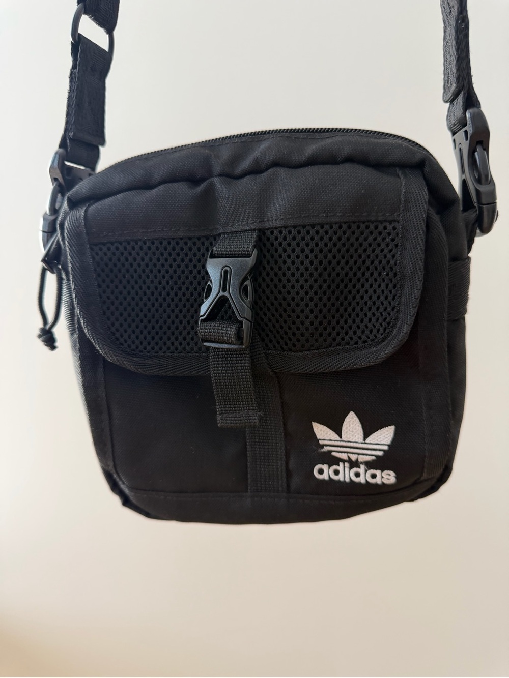 adidas small Black Trefoil Compact Messenger Crossbody